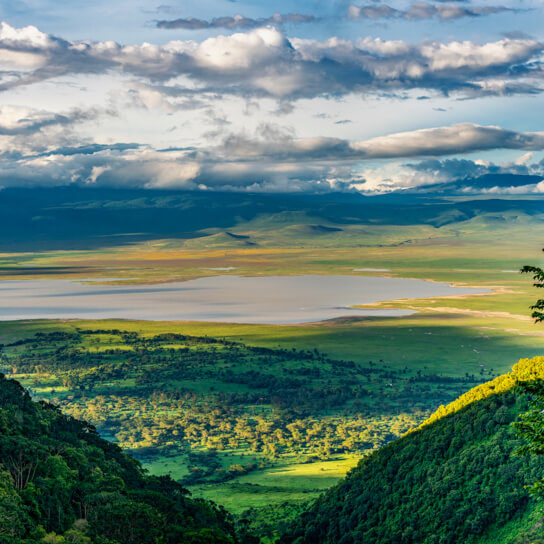 A scenic view of the Ngorongoro Conservation Area