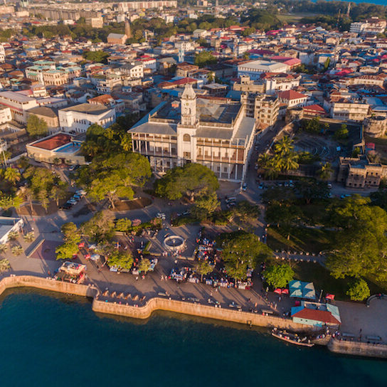 Aerial view of Stone Town in Zanzibar