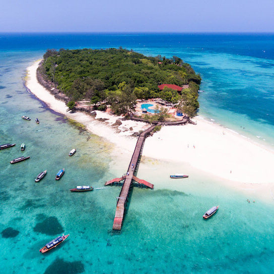 Aerial view of Prison Island in Zanzibar