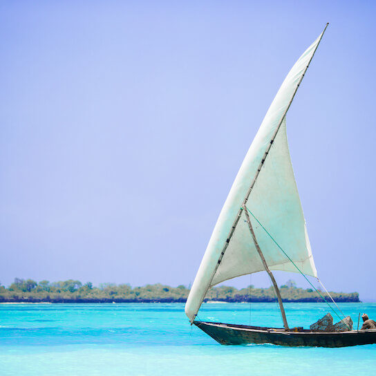 A dhow in the Indian Ocean off the coast of Zanzibar